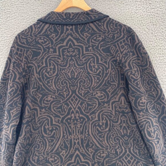 Chicos Jacket Womens 1 US Medium Brown Pattern Silk Blend Cardigan Button Pocket - Picture 4 of 11